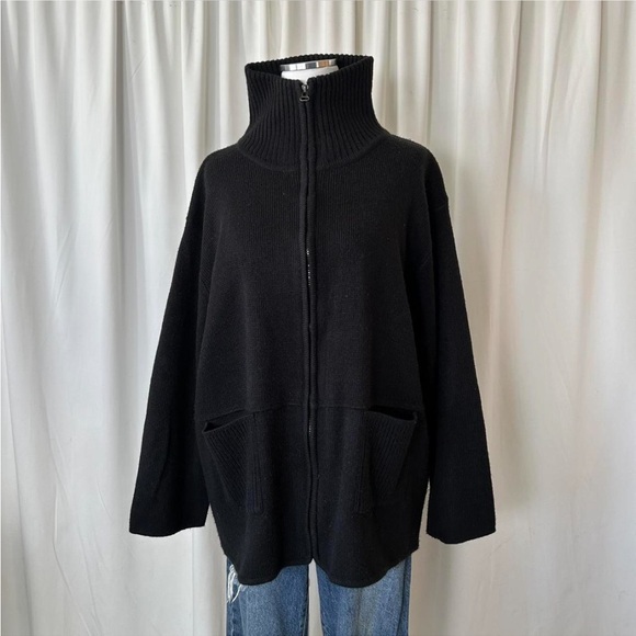 Tally Ho Full Zip Black Cardigan Acrylic. - Picture 2 of 8